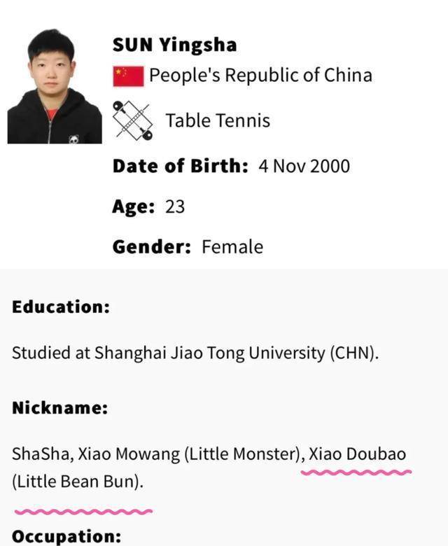 奥林匹克官网惊现孙颖莎的昵称小豆包！各国运动员的证件照太可爱