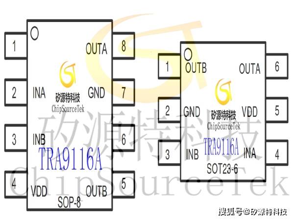矽源特ChipSourceTek-TRA9116A是款SOT23-6和SOP8封装的马达驱动IC